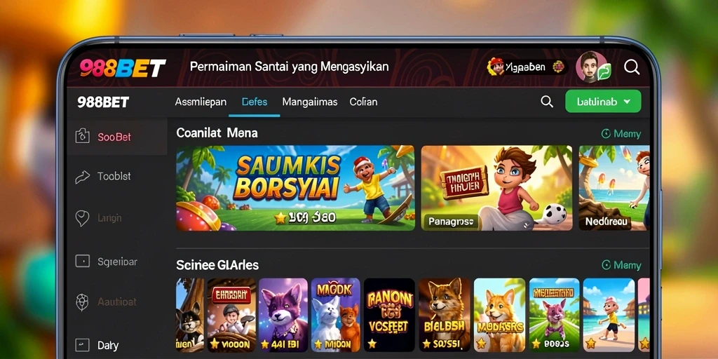 Tampilan layar utama 988BET dengan gameplay yang seru.