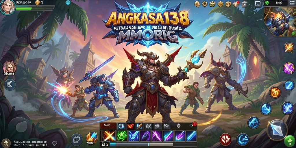 Tampilan gameplay <strong>ANGKASA138</strong> yang menunjukkan pertarungan seru di dunia MMORPG.