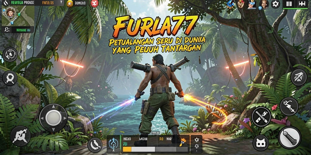 Tampilan gameplay FURLA77 dengan karakter menjelajahi dunia petualangan.
