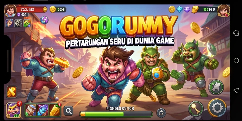 Tampilan gameplay GOGORUMMY yang menakjubkan dan penuh aksi.