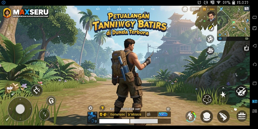 Tampilan gameplay MAXSERU yang memukau dalam dunia terbuka.