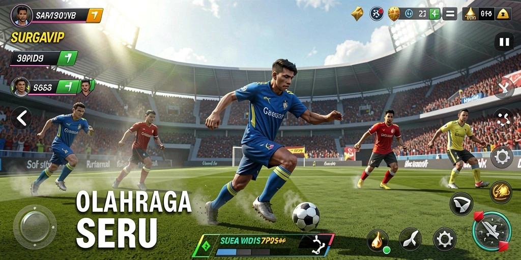 Tampilan gameplay seru dalam SURGAVIP dengan berbagai pilihan olahraga.