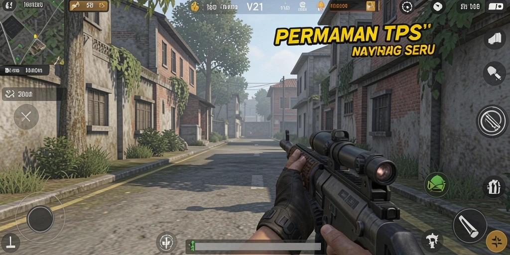 Tangkapan layar menunjukkan aksi mendebarkan dalam gameplay TPS V21.