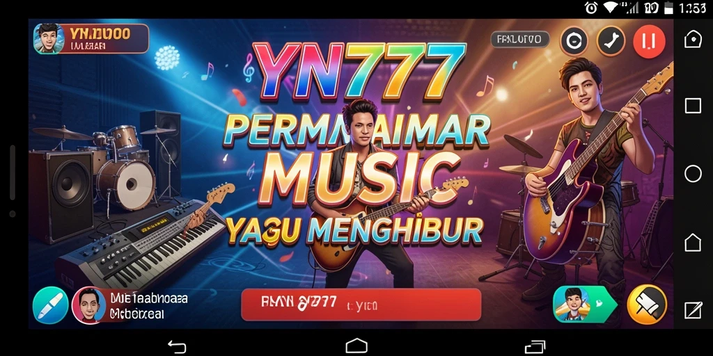 Screenshot gameplay YN777 menampilkan antarmuka permainan musik yang interaktif.